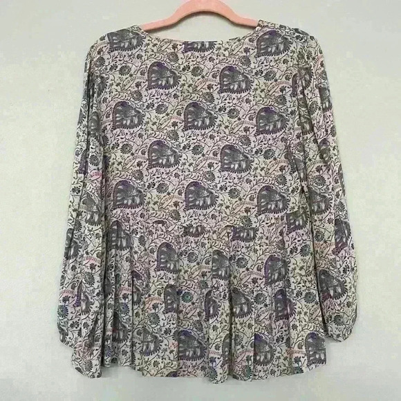Lucky Brand NWTLavender Paisley Printed Tiered V Neck Peasant Top Blouse Sz S - Picture 8 of 8